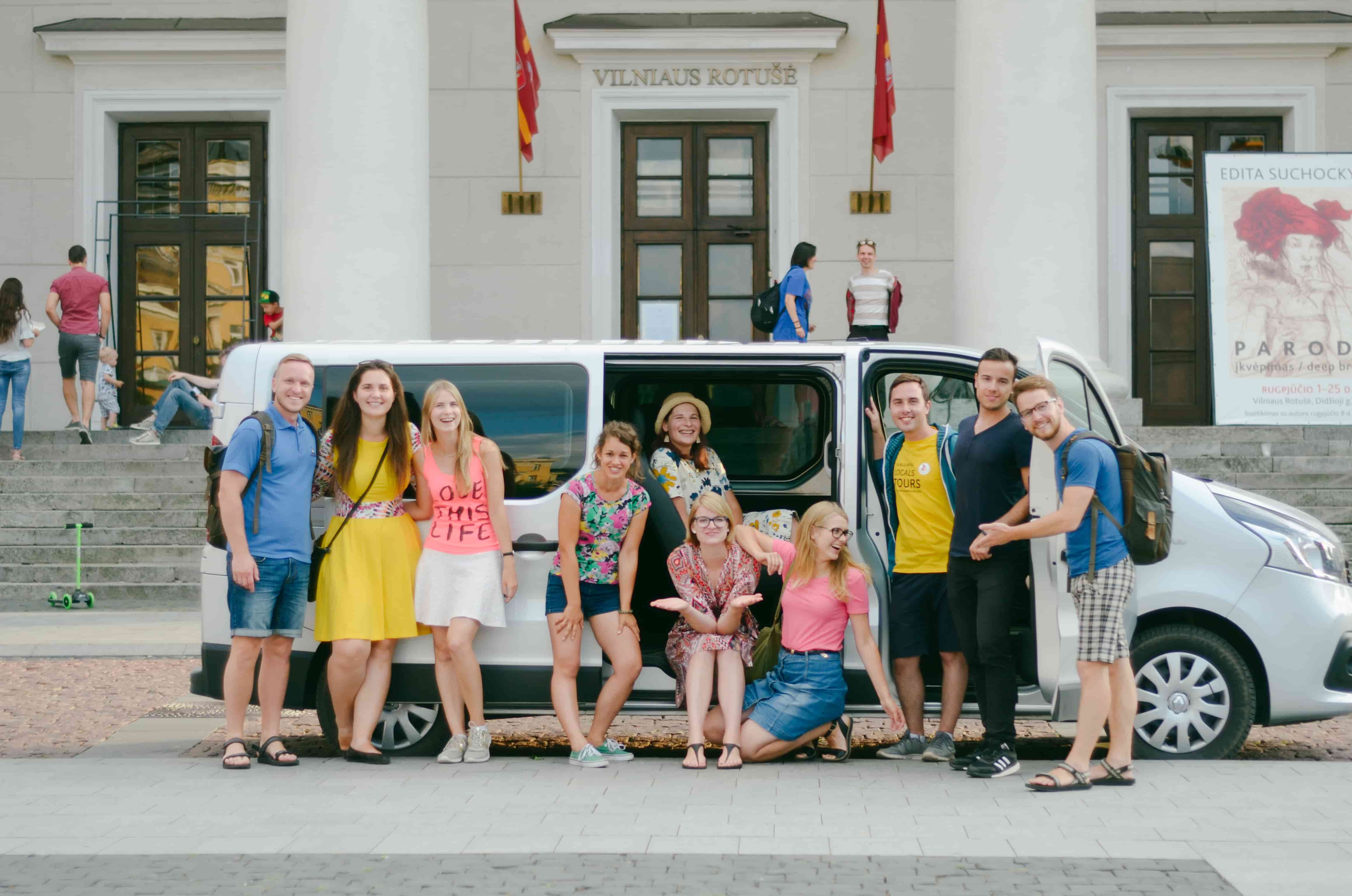 lithuanians posing in vilnius ready for the road trip