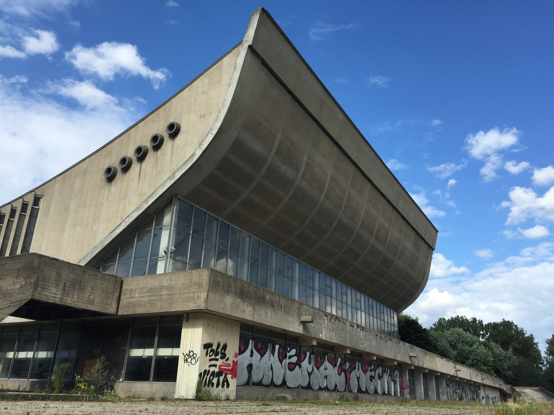  Vilnius Palace of Concert and Sports is a prime example of Soviet Brutalist architecture