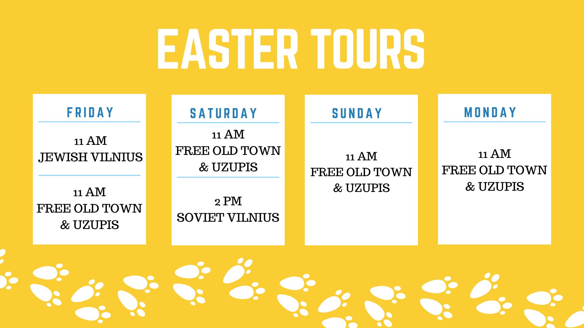 vilnius walking tour schedule Easter weekend