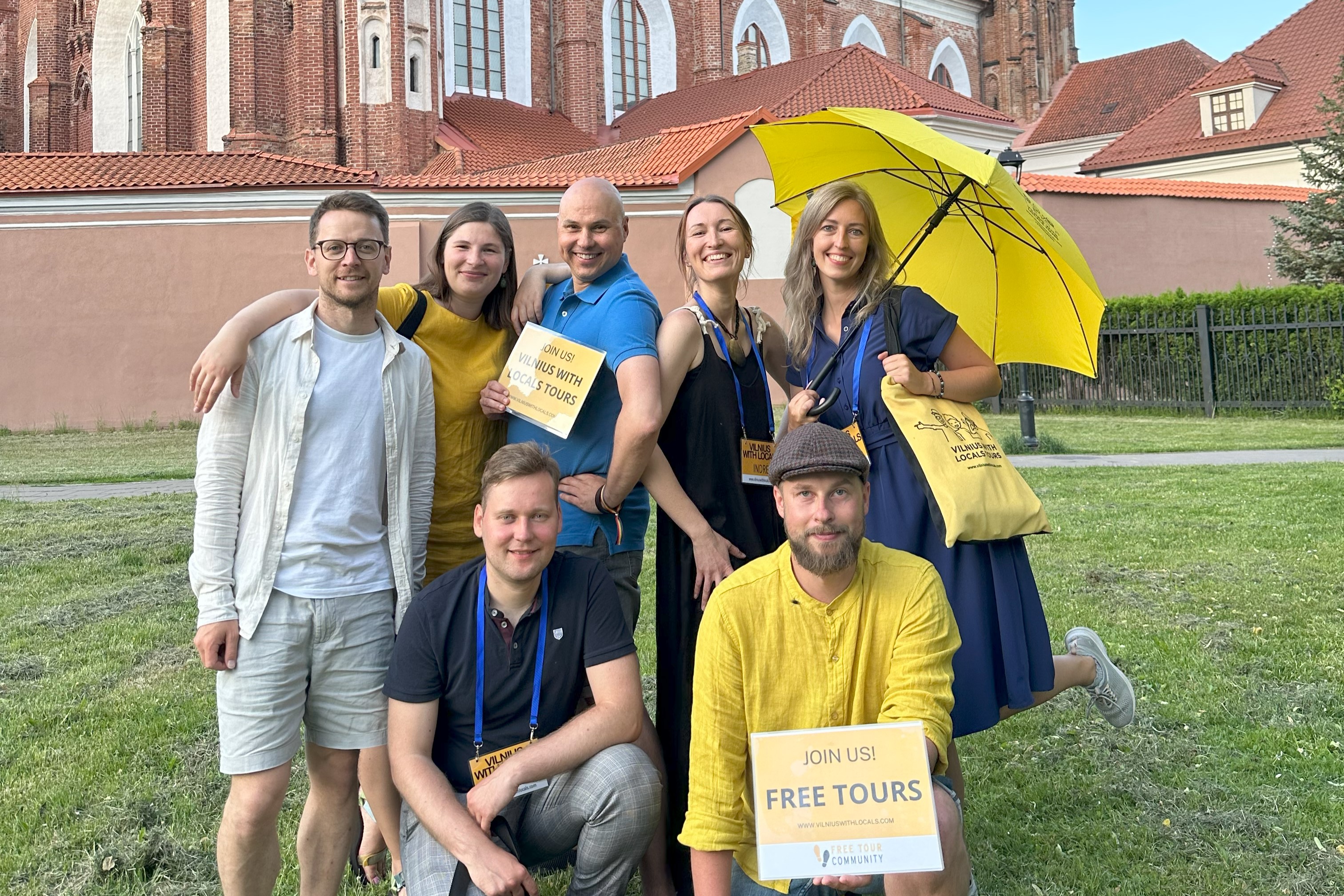 vilnius old town people smiling summer with locals