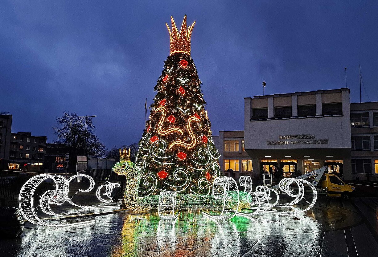 christmas tree instalation in Radviliskis 
