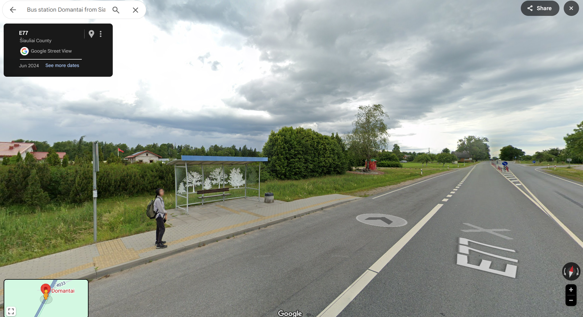 From Hill of Crosses to Šiauliai get to this bus stop
